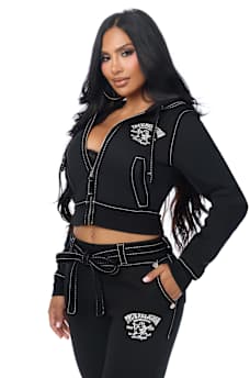 CRYSTAL BUDDHA BIG T SHRUNKEN ZIP HOODIE