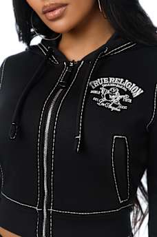 CRYSTAL BUDDHA BIG T SHRUNKEN ZIP HOODIE