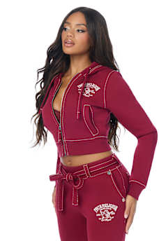 CRYSTAL BUDDHA BIG T SHRUNKEN ZIP HOODIE