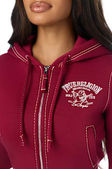 CRYSTAL BUDDHA BIG T SHRUNKEN ZIP HOODIE
