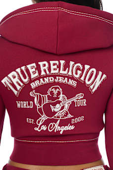 CRYSTAL BUDDHA BIG T SHRUNKEN ZIP HOODIE