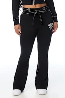 CRYSTAL BIG T FRONT TIE BOOTCUT SWEATPANT