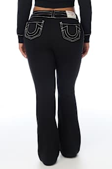 CRYSTAL BIG T FRONT TIE BOOTCUT SWEATPANT