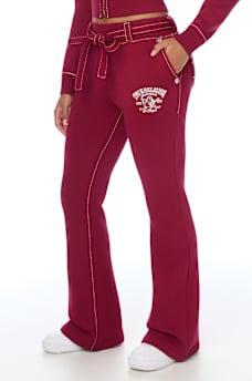 CRYSTAL BIG T FRONT TIE BOOTCUT SWEATPANT