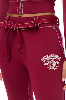 CRYSTAL BIG T FRONT TIE BOOTCUT SWEATPANT