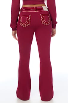 CRYSTAL BIG T FRONT TIE BOOTCUT SWEATPANT
