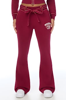 CRYSTAL BIG T FRONT TIE BOOTCUT SWEATPANT