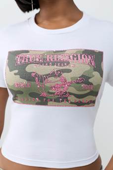 CRYSTAL WORLD TOUR CAMO BABY TEE