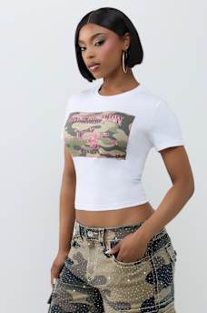 CRYSTAL WORLD TOUR CAMO BABY TEE