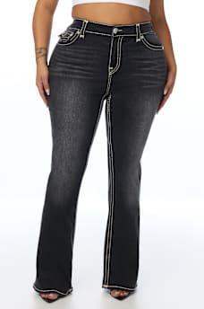 PLUS BECCA MID RISE SUPER T FLAP BOOTCUT JEAN