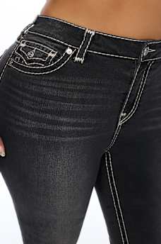 PLUS BECCA MID RISE SUPER T FLAP BOOTCUT JEAN