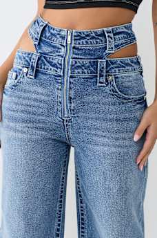 BOBBI CUT-OUT WAISTBAND BAGGY JEAN