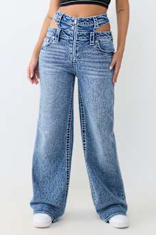 BOBBI CUT-OUT WAISTBAND BAGGY JEAN