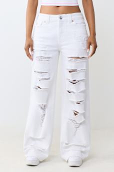 BOBBI MID RISE DESTROYED BAGGY FLAP JEAN