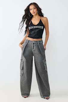 PLEATED BARREL BIG T CARGO JEAN