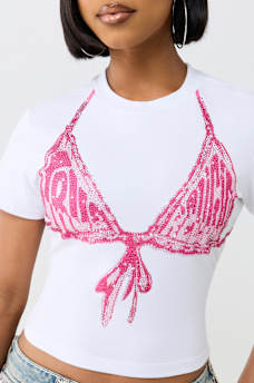 CRYSTAL BIKINI BABY TEE