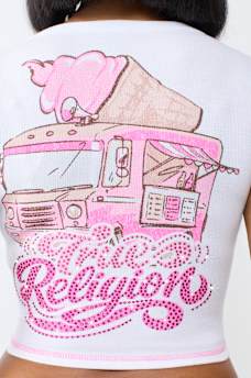 CRYSTAL ICE CREAM RIBBED NOTCH TEE