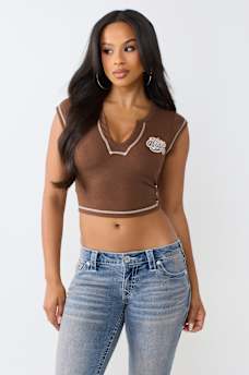 CRYSTAL ICE CREAM RIBBED NOTCH TEE