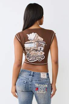 CRYSTAL ICE CREAM RIBBED NOTCH TEE