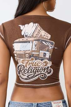 CRYSTAL ICE CREAM RIBBED NOTCH TEE