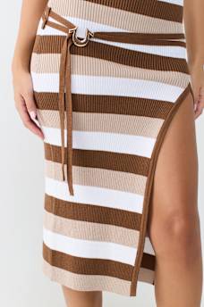 CUT-OUT STRIPED MIDI DRESS