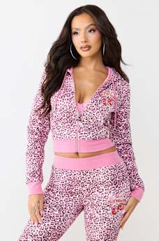 CHERRY LEOPARD SHRUNKEN HOODIE