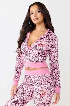 CHERRY LEOPARD SHRUNKEN HOODIE