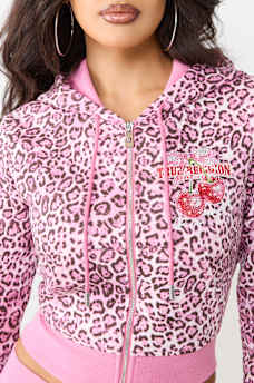 CHERRY LEOPARD SHRUNKEN HOODIE