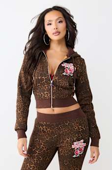 CHERRY LEOPARD SHRUNKEN HOODIE