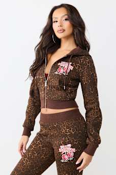 CHERRY LEOPARD SHRUNKEN HOODIE