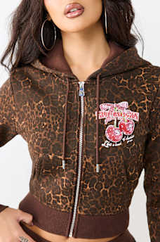 CHERRY LEOPARD SHRUNKEN HOODIE