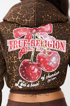 CHERRY LEOPARD SHRUNKEN HOODIE