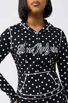 POLKA DOT FITTED ZIP HOODIE