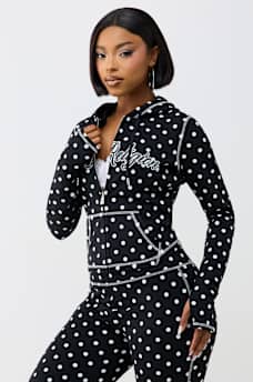 POLKA DOT FITTED ZIP HOODIE