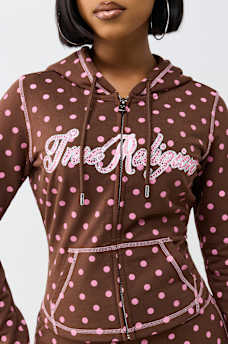 POLKA DOT FITTED ZIP HOODIE