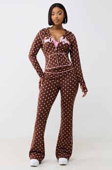 POLKA DOT FITTED ZIP HOODIE