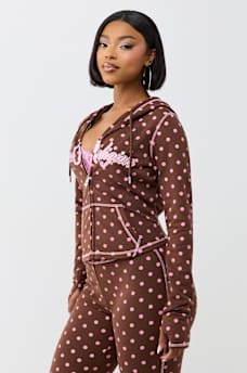 POLKA DOT FITTED ZIP HOODIE