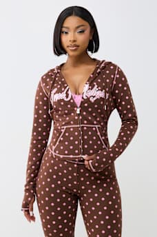 POLKA DOT FITTED ZIP HOODIE