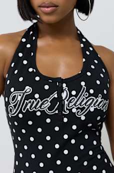 LOGO PLEATED MINI DRESS