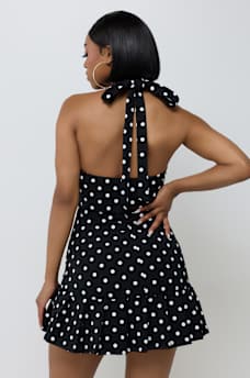LOGO PLEATED MINI DRESS