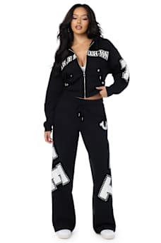 CRYSTAL MID RISE STRAIGHT LEG SWEATPANT