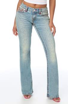 BECCA LOW RISE EMBROIDERED SUPER T BOOTCUT JEAN