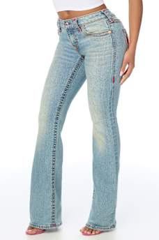 BECCA LOW RISE EMBROIDERED SUPER T BOOTCUT JEAN