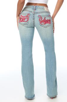 BECCA LOW RISE EMBROIDERED SUPER T BOOTCUT JEAN