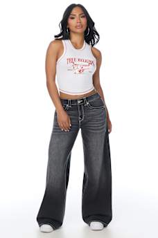  JESSIE MID RISE CINCHED SUPER BAGGY JEAN