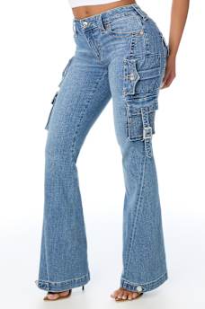 JOEY LOW RISE CARGO FLAP FLARE JEAN