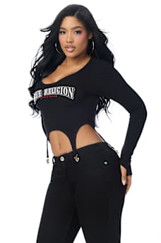 EMBROIDERED RIBBED GARTER TOP