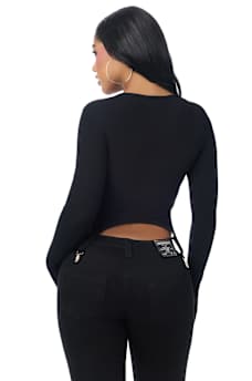 EMBROIDERED RIBBED GARTER TOP