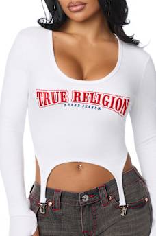 EMBROIDERED RIBBED GARTER TOP