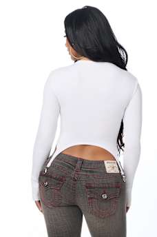 EMBROIDERED RIBBED GARTER TOP
